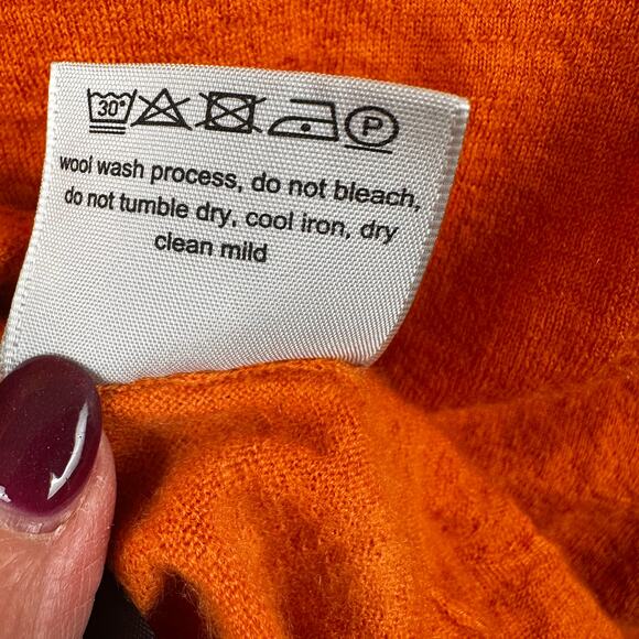 Falke Cashmere Sweater Jumper Long Sleeve Orange European Men's M Cozy Classic - Picture 9 of 12